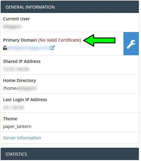 cPanel AutoSSL info panel