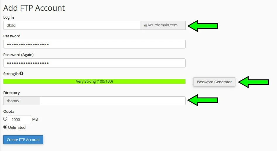 Add FTP account
