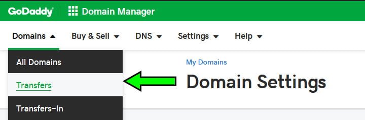 GoDaddy manual domain transfer button