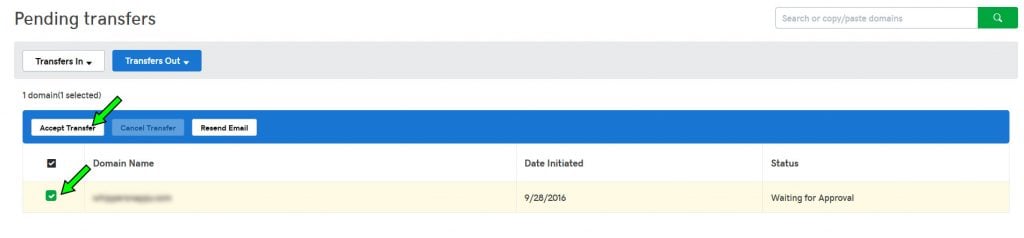 Manual domain transfer page